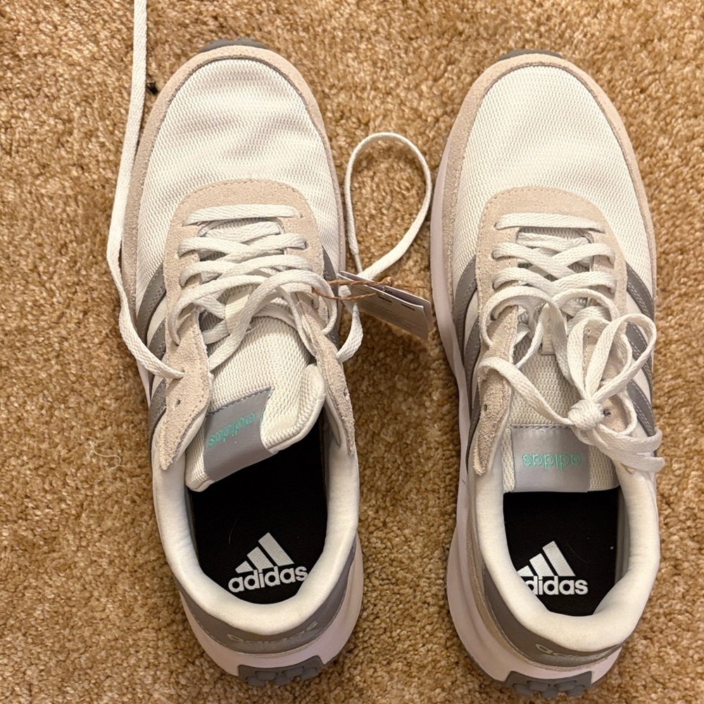 Adidas White and Light Gray Athletic Shoes